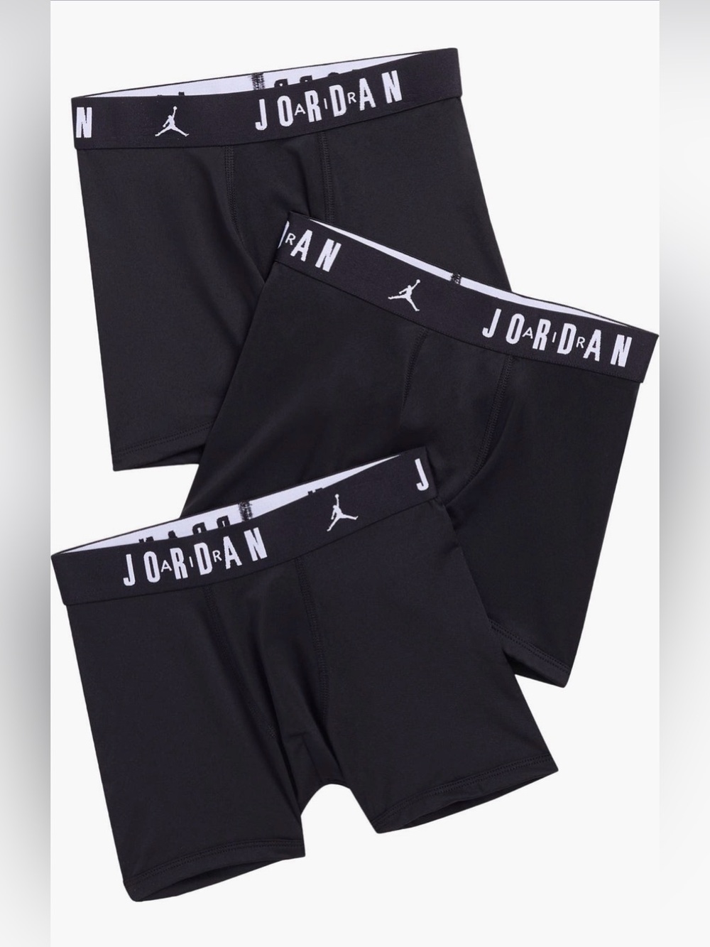 Jordan Boys 3-Pack Black Performance Boxer Briefs NEW